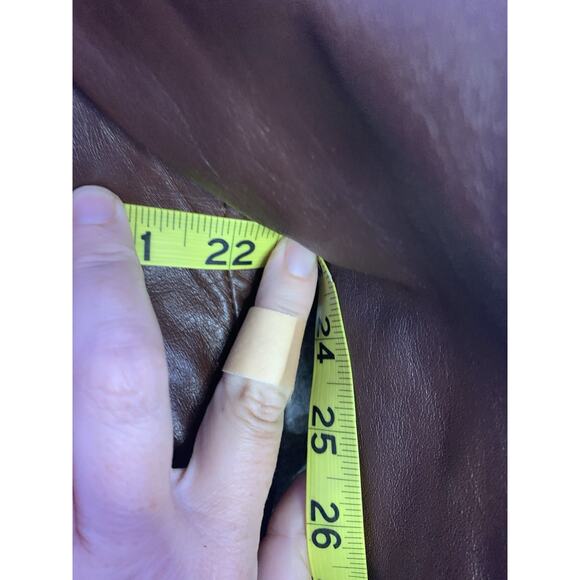 VTG London Fog Brown Leather Coat Men’s 42 Reg Zip Out Faux Fur Liner, Long Coat - Picture 12 of 13